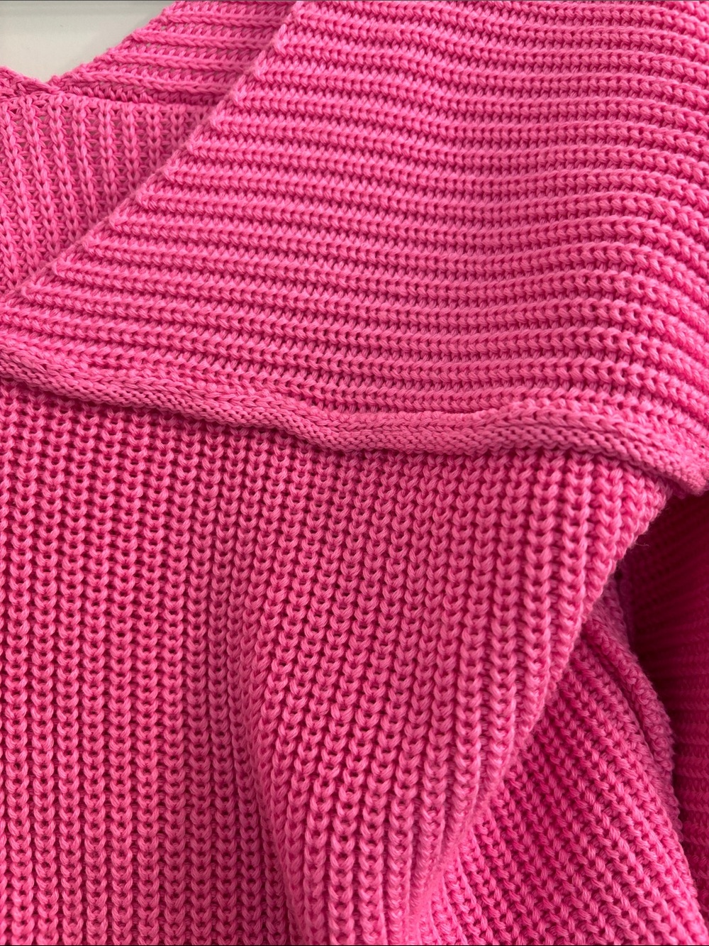 Bright Hot Pink Knit Button-Front Crop Sweater - Picture 4 of 8